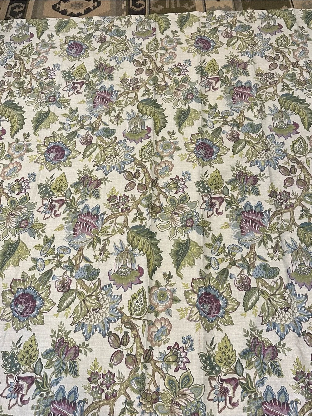 Jacobean Floral Fabric Shower Curtain Traditional Blue Purple Green 70X72 READ