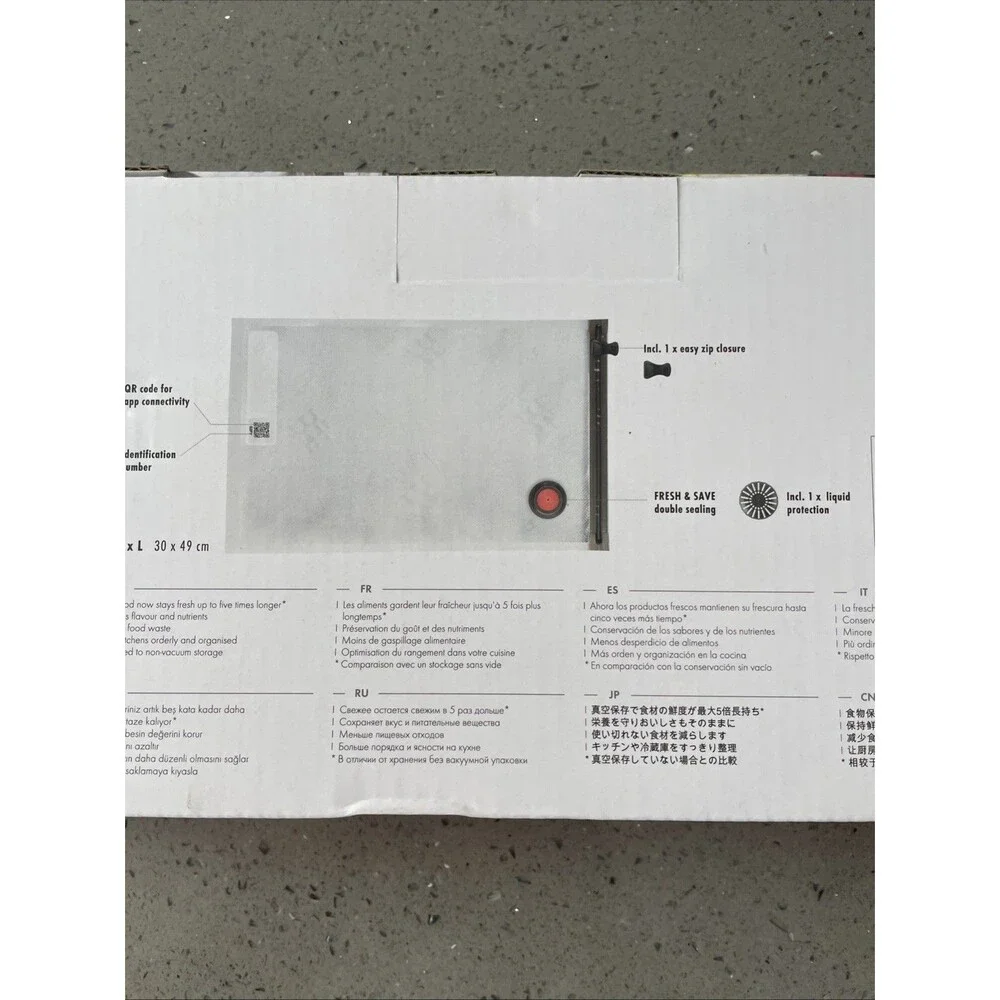 ZWILLING Fresh & Save Set 3-pc Vacuum Sealer Bag for Food, 2 1/4 Gallon UNOPENED