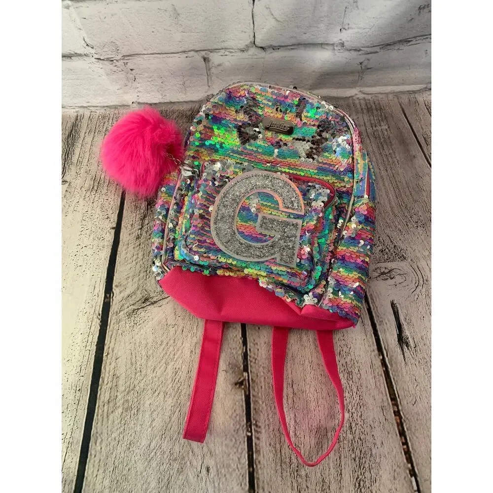 JUSTICE Girl’s Flip Sequin Initial “G” Mini Backpack