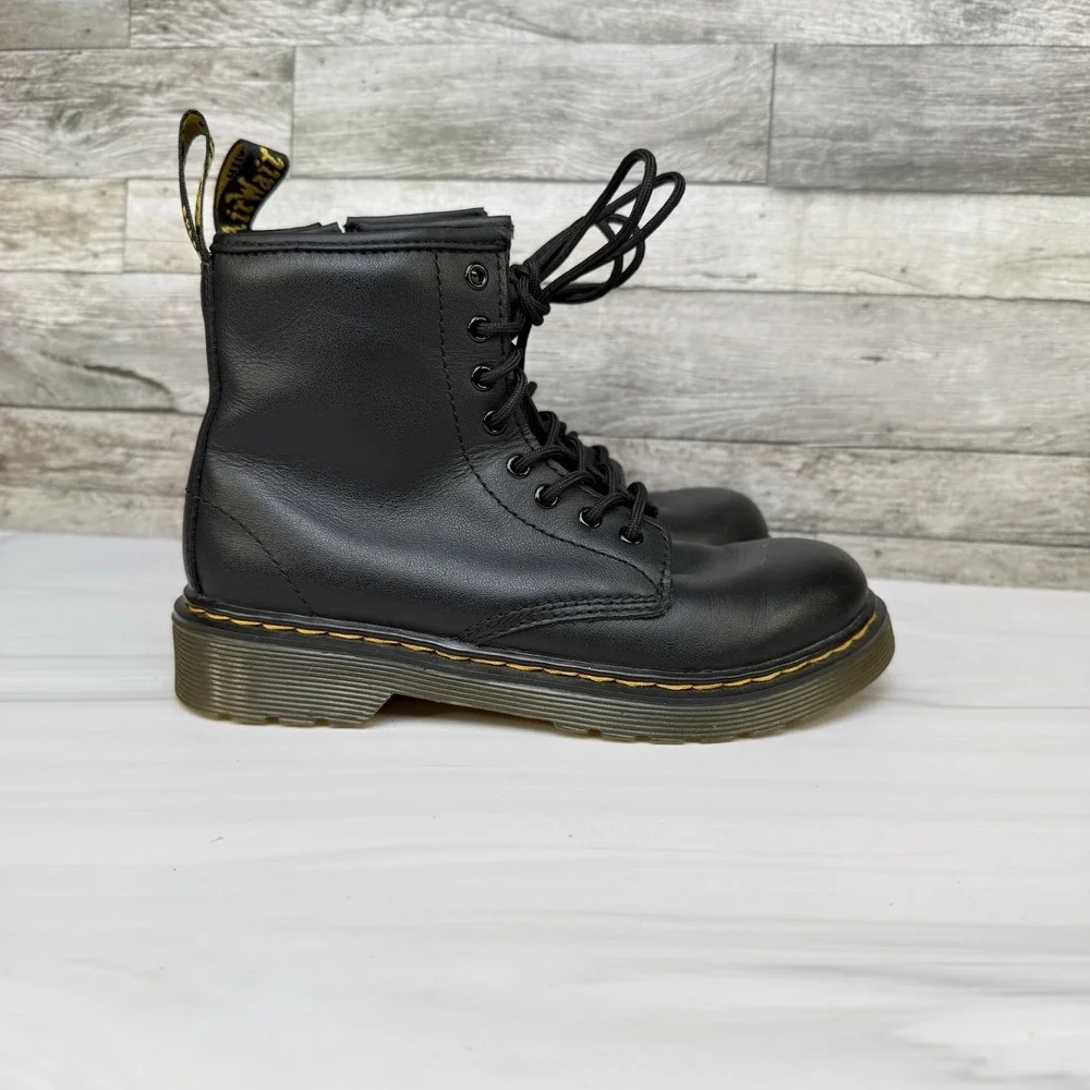 Dr. Martens Junior 1460 Youth Size 2 Black Leather Combat Boots Zip Up