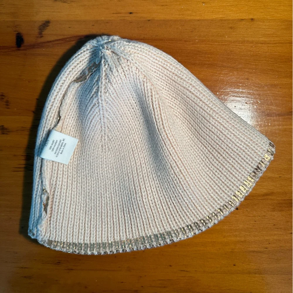 Y2K Athleisure Streetwear Gold Metallic Disco Knit Beanie With Cuff ~ Kids’ XS/S
