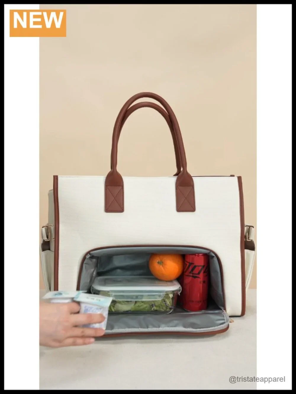 3-in-1 Work Tote with Lunch Compartment, Giant Tumbler Holder, PU Leather, Fits