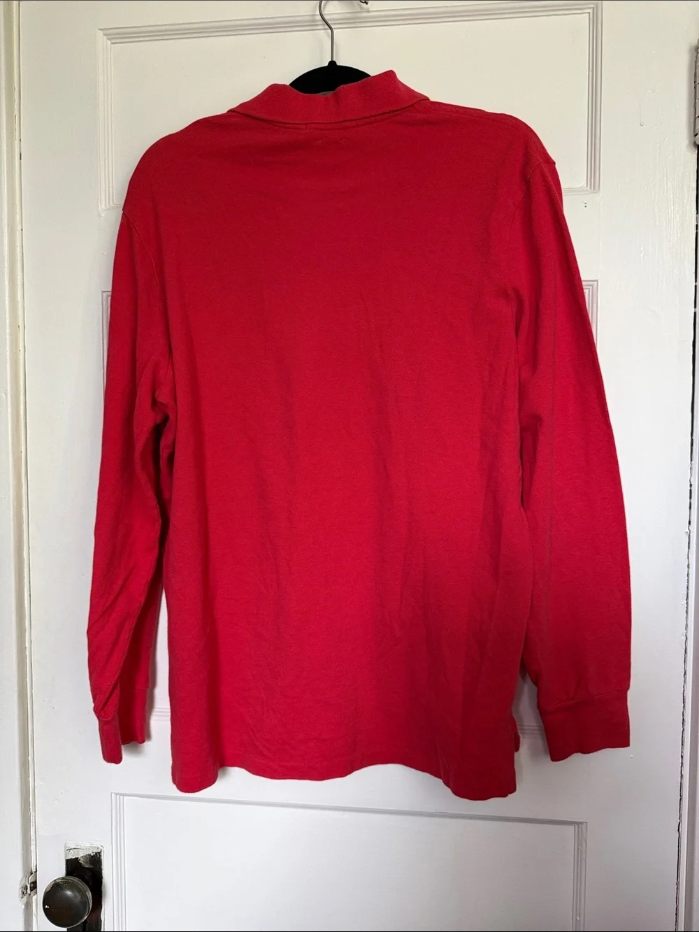 Ralph Lauren Red Long-Sleeve Polo with Blue Pony Logo Classic Fit Sz M