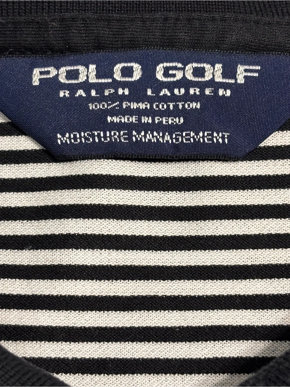 Polo Golf Ralph Lauren Polo Shirt Mens XL Black White Stripe Pima Cotton Golf