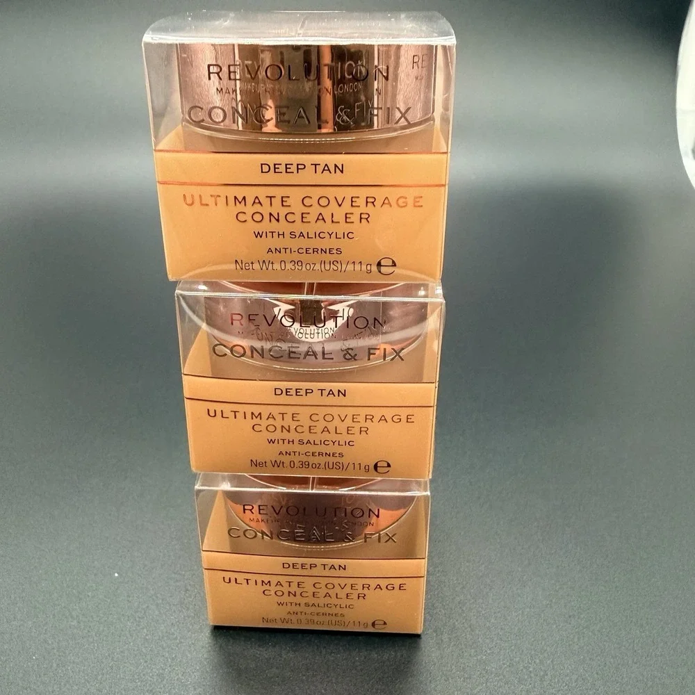 Lot of 3 Revolution Conceal and Fix Ultimate Coverage Concealers DEEP TAN