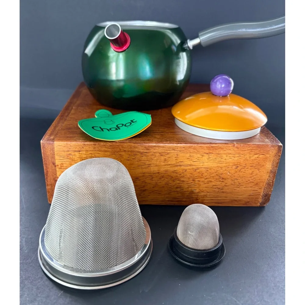 Vintage Cook Vessel Japan ChaPot Tea Maker Postmodern Memphis Style Green Orange