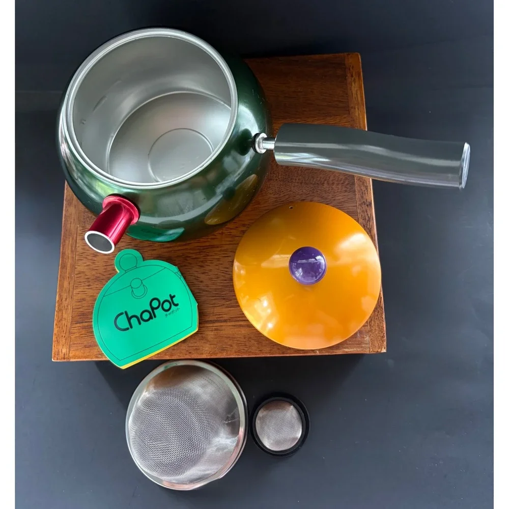 Vintage Cook Vessel Japan ChaPot Tea Maker Postmodern Memphis Style Green Orange