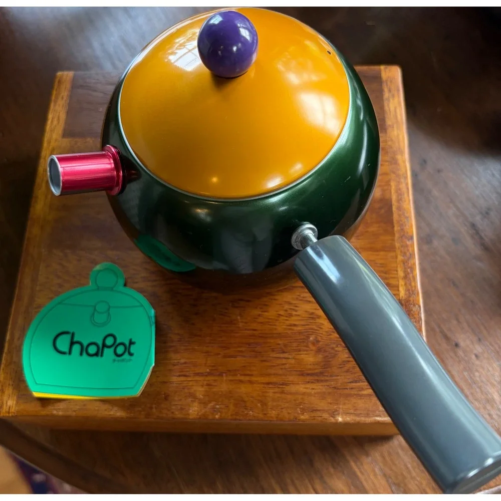 Vintage Cook Vessel Japan ChaPot Tea Maker Postmodern Memphis Style Green Orange