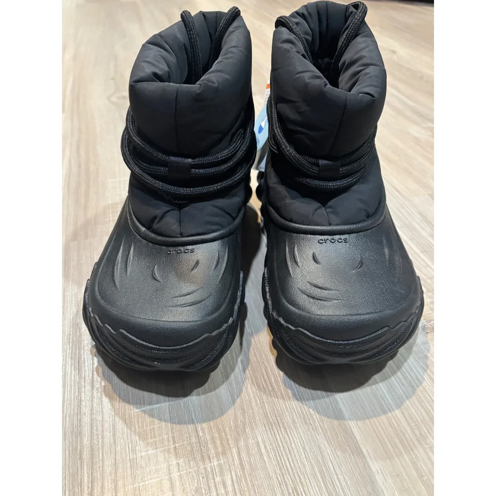 Crocs Echo Boot Black Insulated Winter Faux Fur Puffy 208716-001 Mens 4 Womens 6