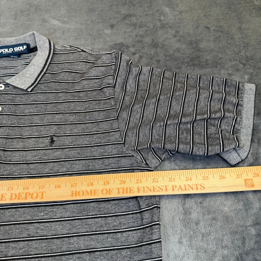 Polo Golf Ralph Lauren Polo Shirt Mens Extra Large Gray Black Striped Cotton