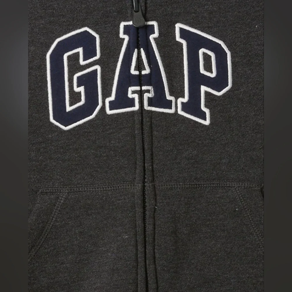 GAP Baby' Relaxed Logo Charcoal Zip Hoodie, Size 6-12m, New
