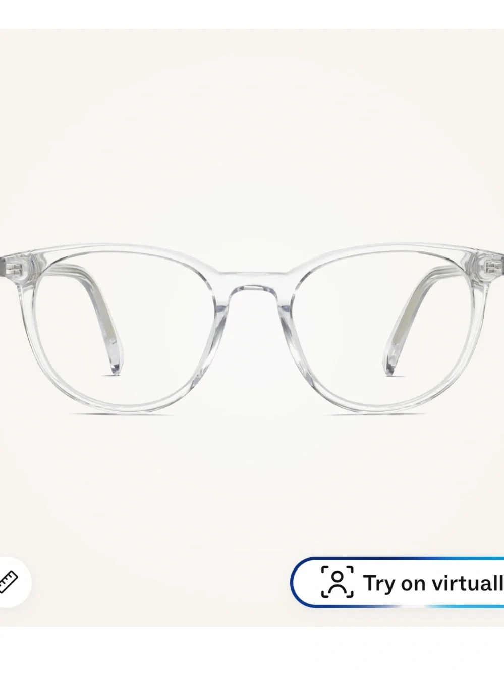 Warby parker Durand glasses in crystal.
