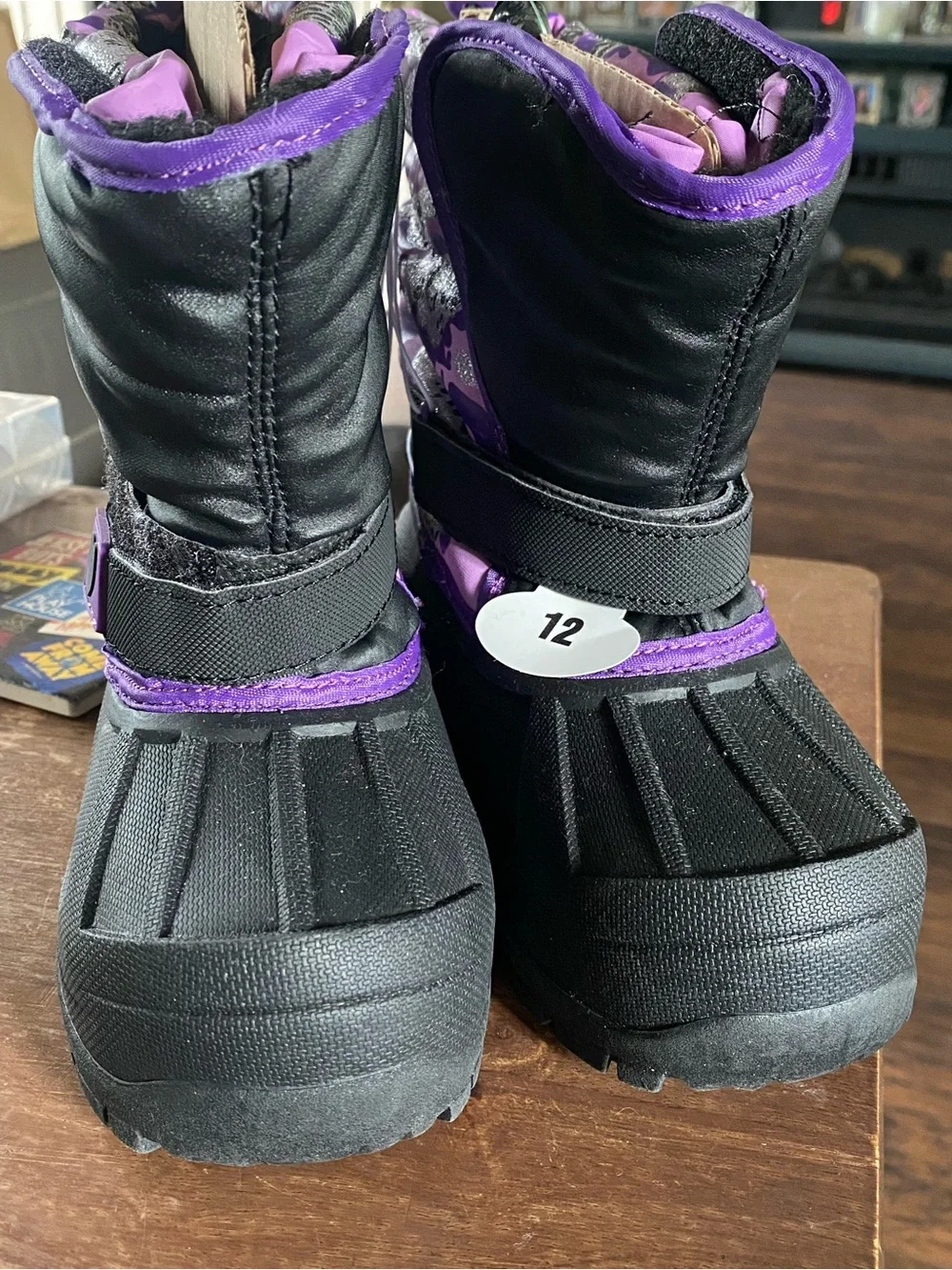 Kids Black and Purple Snow Boots - Cozy Waterproof Winter Boot
