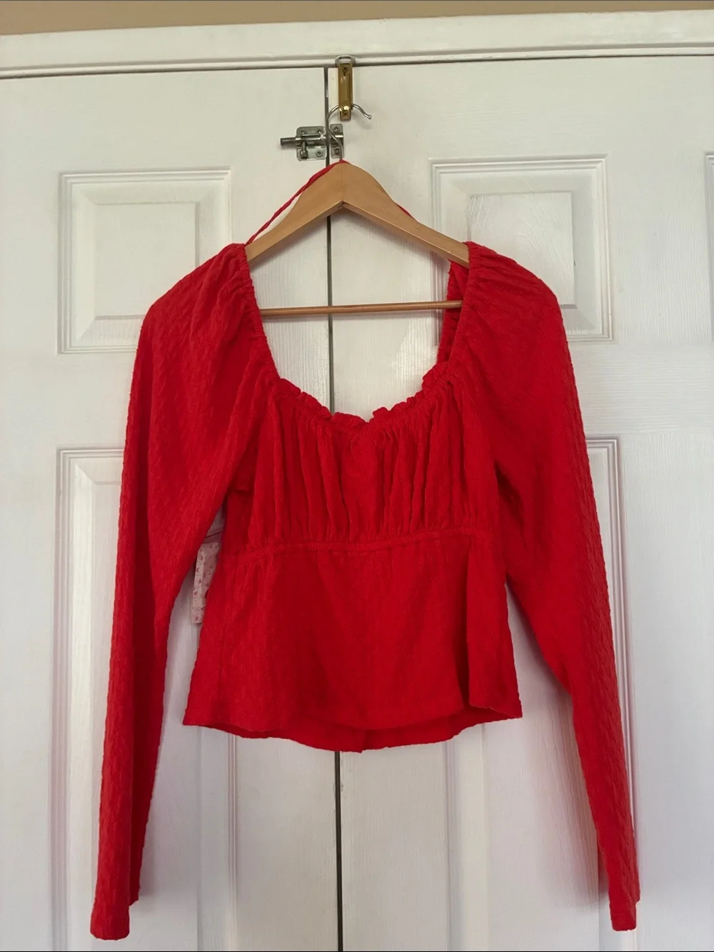 New Free People Ladybug blouse Smocked Crop flambé Top Shirt