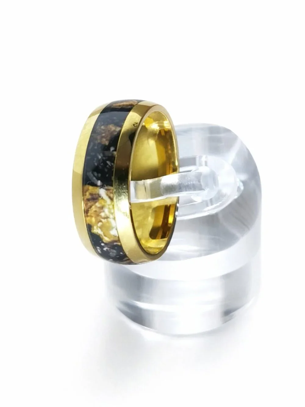 Size 12 Gold Stainless Steel 8 mm Celestial Horizon Wedding Band