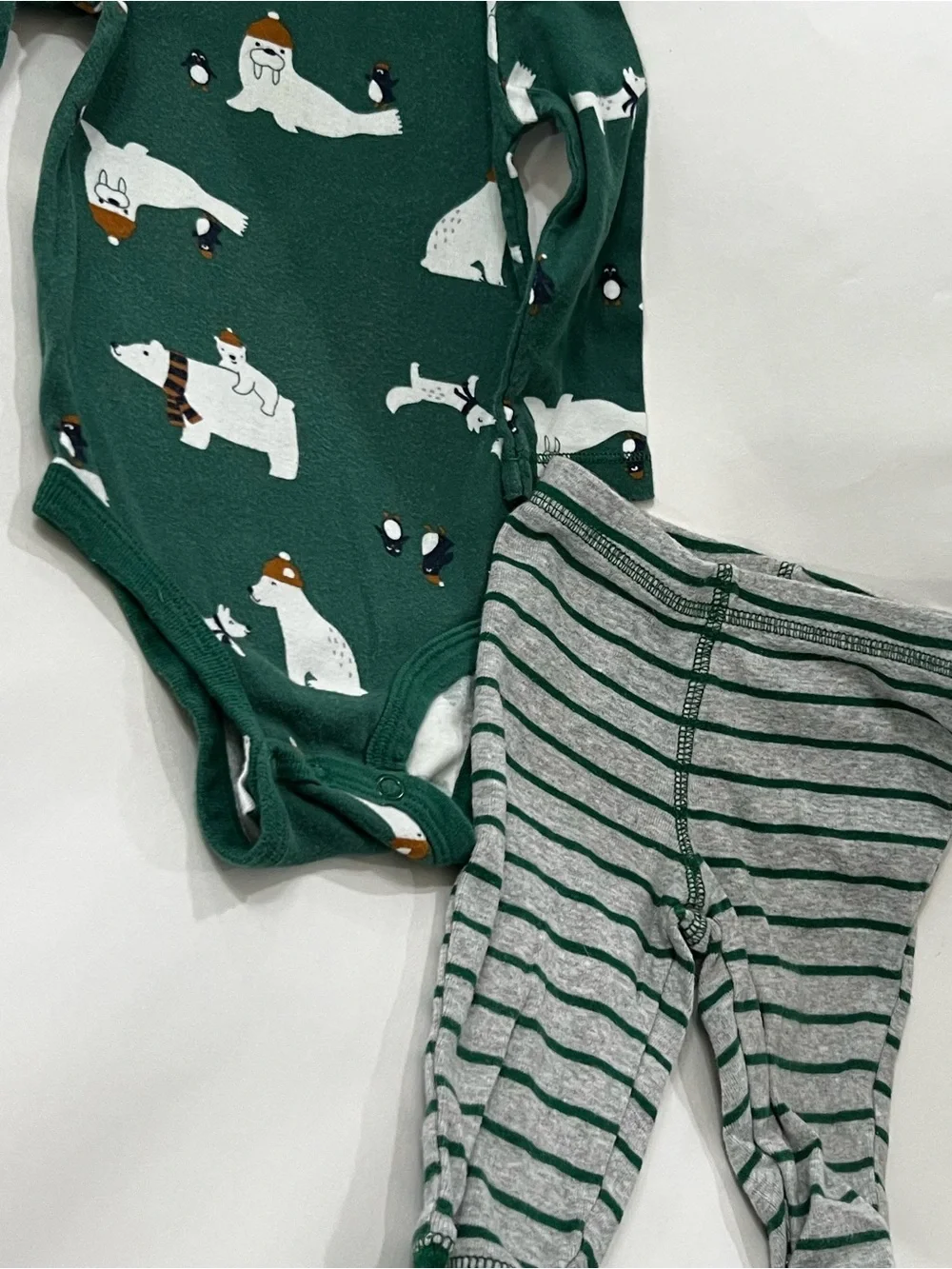 Carter’s Polar Bear Bodysuit & Stripe Pants Set 6M Long Sleeve