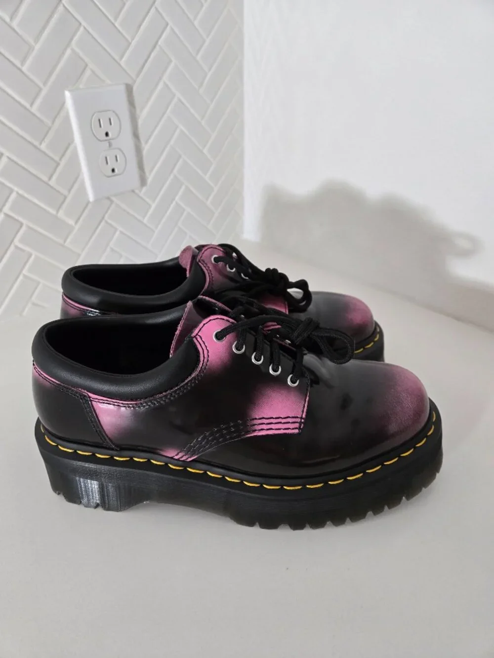 Dr Martens 8053 Quad Black&Pink Arcadia UK7 US Women's 9 Platform Padded Collar