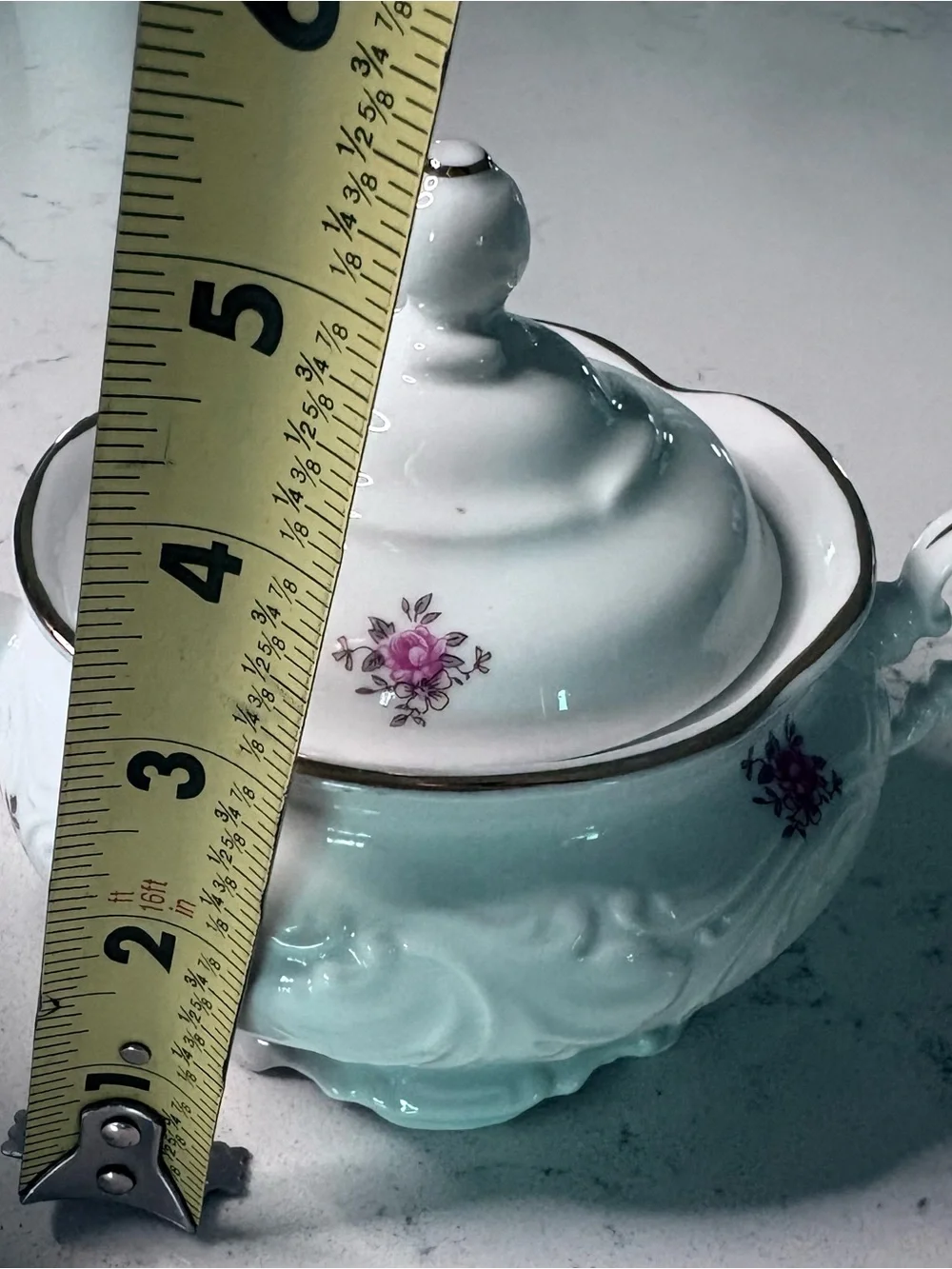 Vintage Wakbrzygh Poland Rose Sugar Bowl & Creamer Set