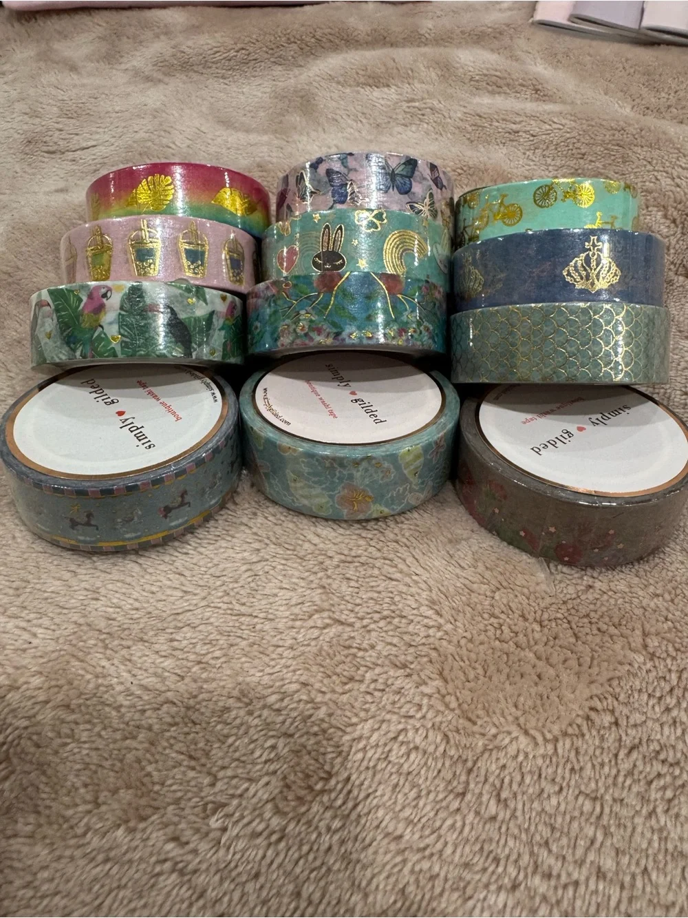 Simply Gilded Lot Including 5mm & 10mm Unwrapped Washi Tapes, Journaling Cards