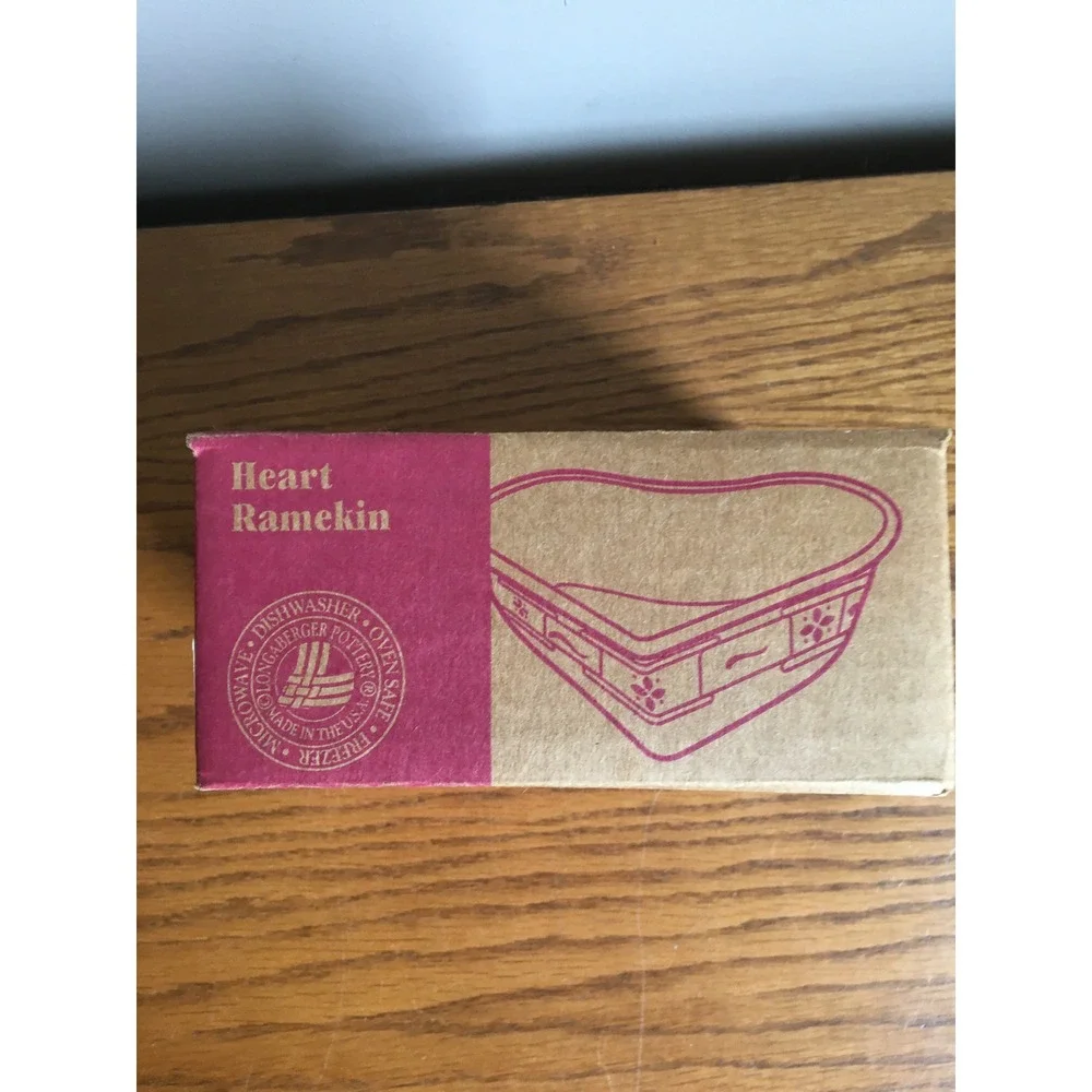 Longaberger Pottery Woven Traditions 'Traditional Red' Heart Ramekin Dish 39748