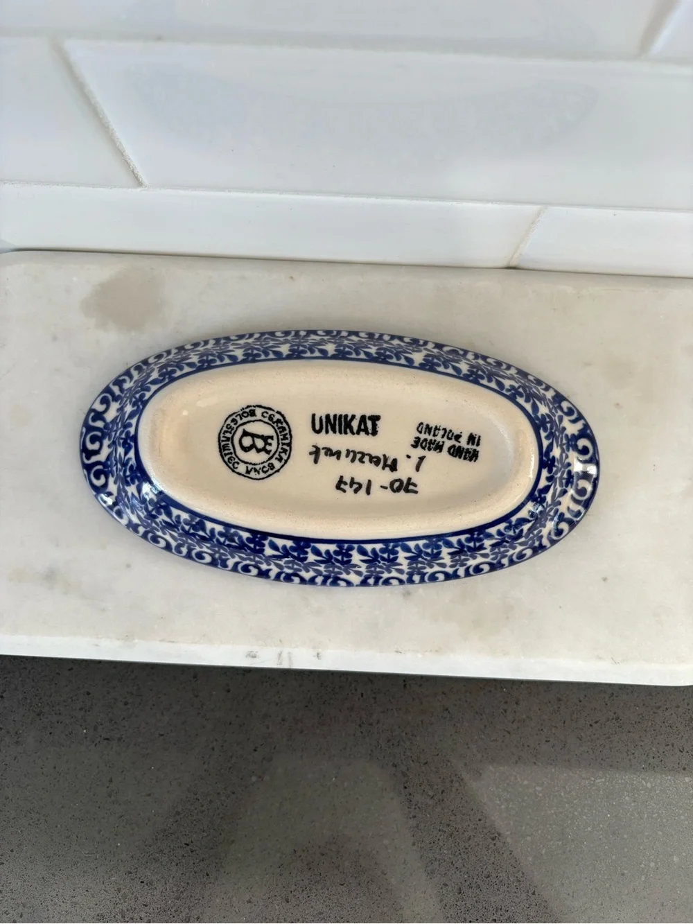 Ceramic Decorative Serving Dish - Blue and White Oval