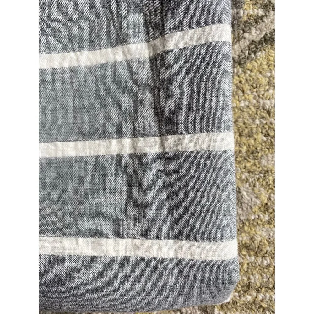 Threshold Blocked Striped Farmhouse Shower Curtain
