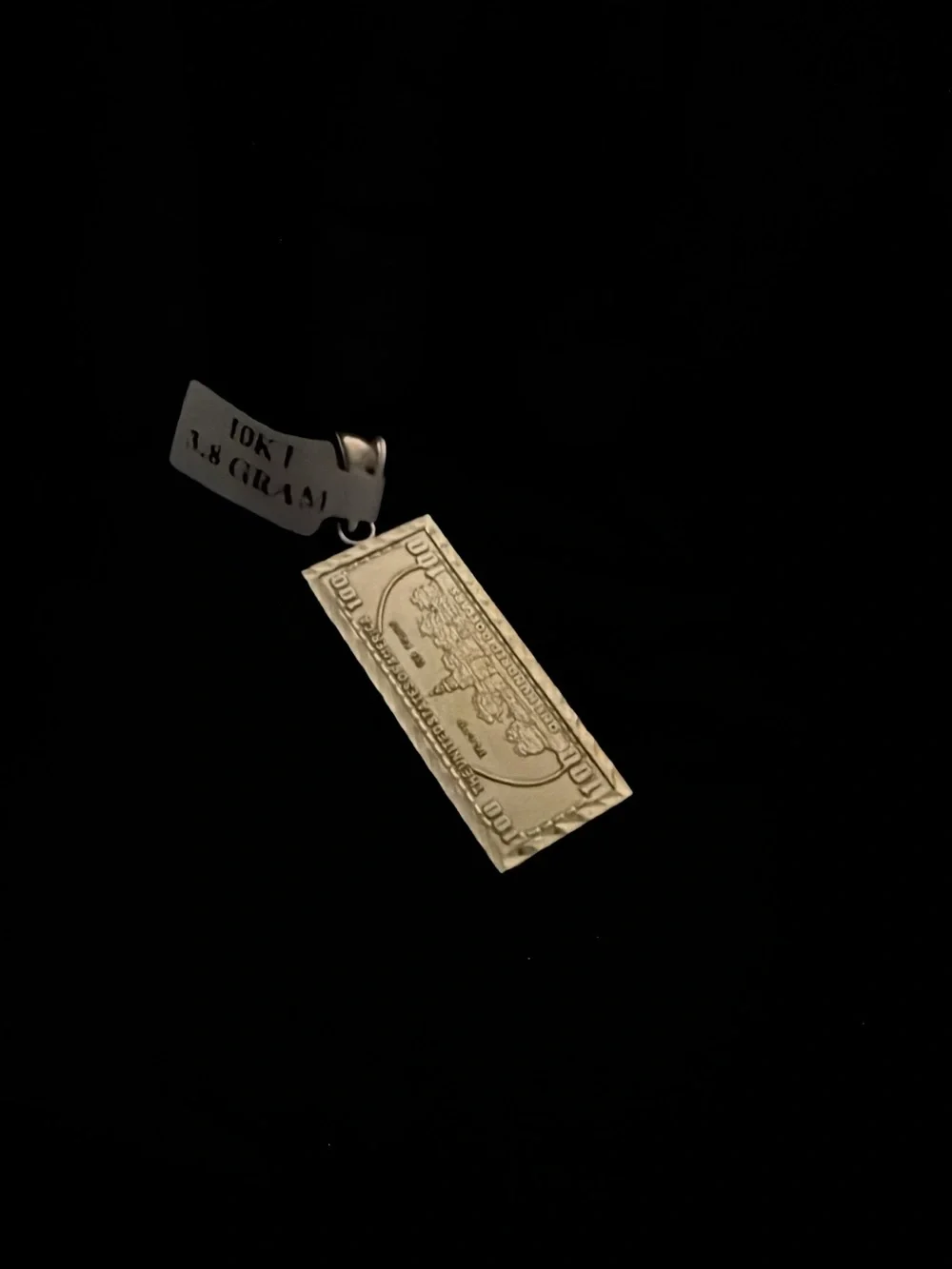 Hundred dollar bill gold pendant