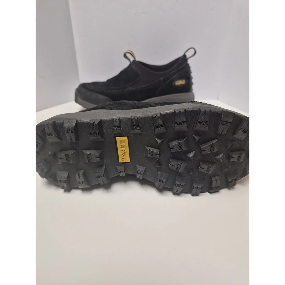 LL Bean Womens Thinsulate Black Suede Slip-On Comfort Shoes Size 7