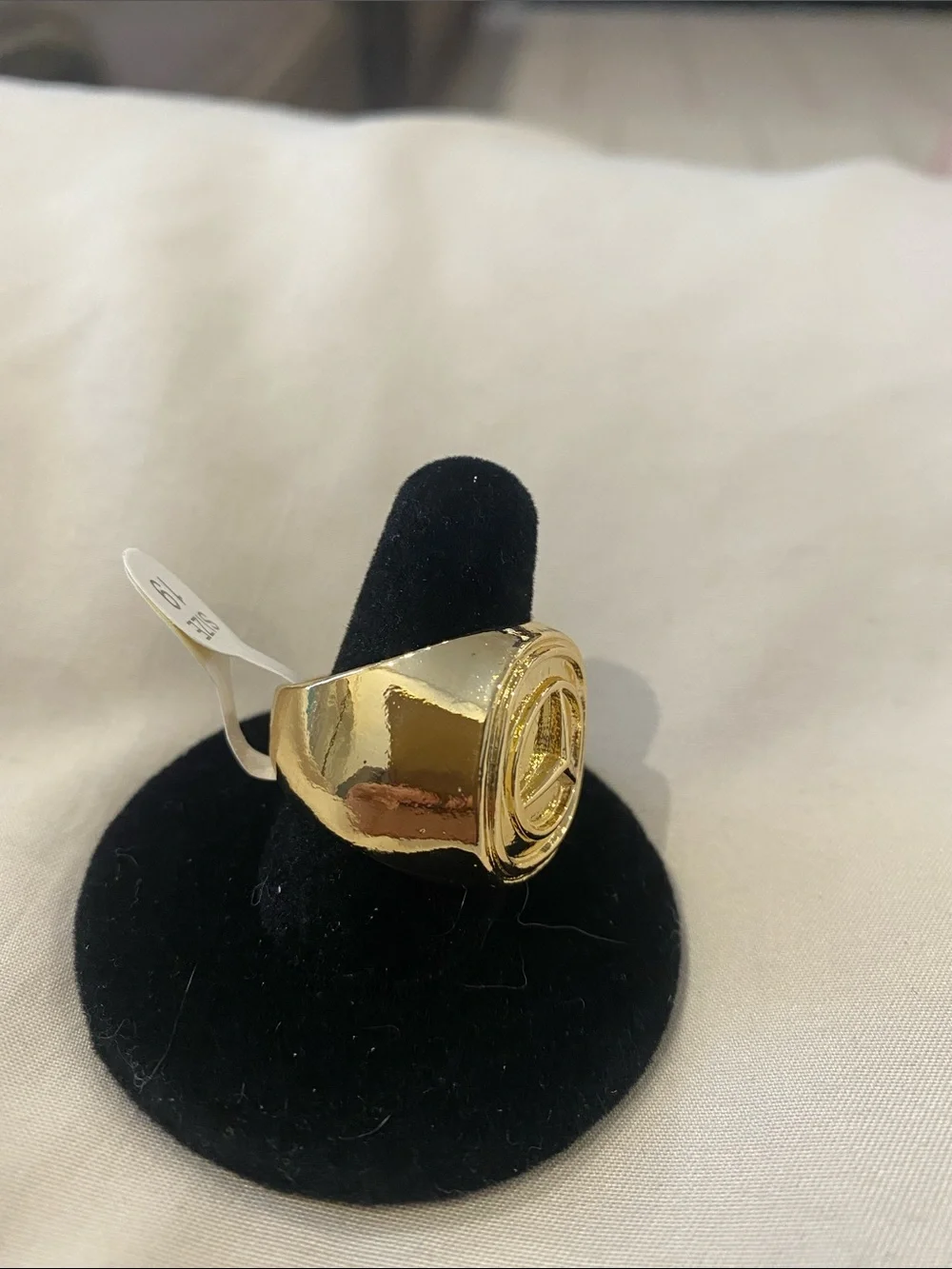 Gold Mercedes Logo Men's Signet Ring