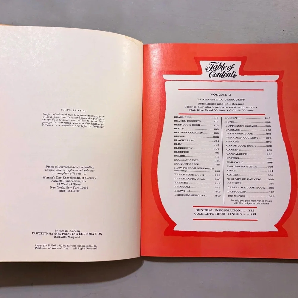 Vtg 1965 Woman's Day Encyclopedia of Cookery Vol 2 retro Mid Century Foodie Gift