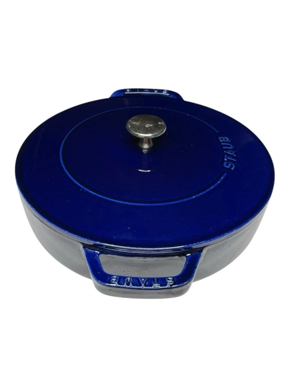 Staub 𖦹 Enameled Cast Iron Braiser with Enamel Lid 𖦹 Glossy Sapphire 𖦹 2L 3.5Q 𖦹