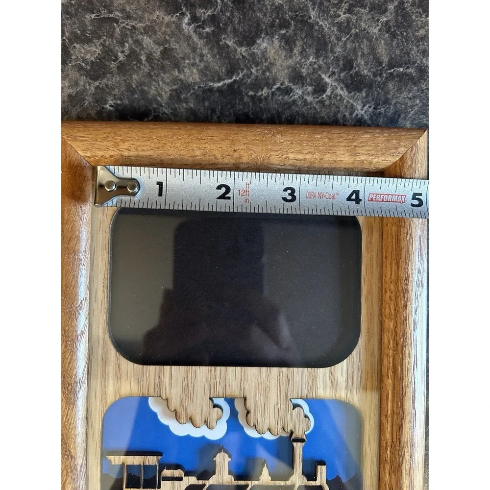 Custom Train Locomotive Wooden Picture Frame 3D Laser Cut Layered Wood W/ Glass