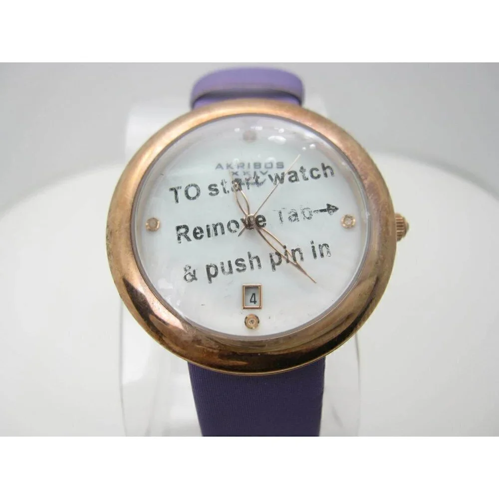 New W/O Akribos XXIV Diamond Dial 3 ATM WR Analog 40mm Dial Watch(C581)AK899P-8X