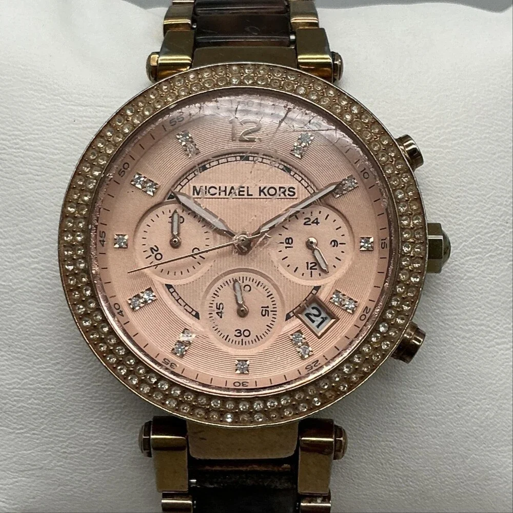 Michael Kors MK-5538 Womens Watch 39mm Rose Gold Tone New Battery 7.75