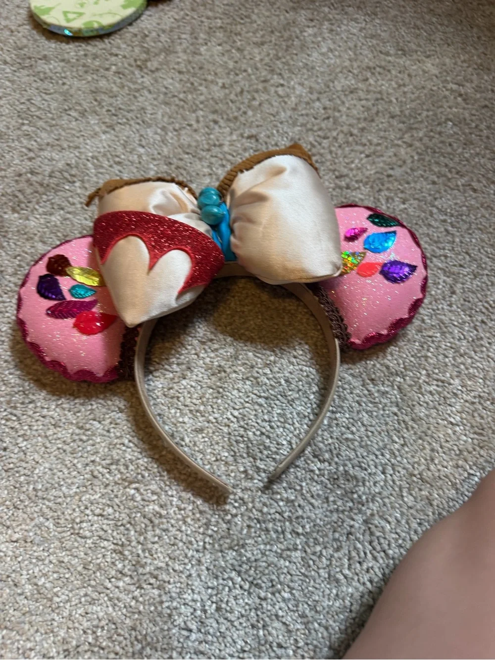 Pink Sequin Feather Bow Minnie Ears Headband