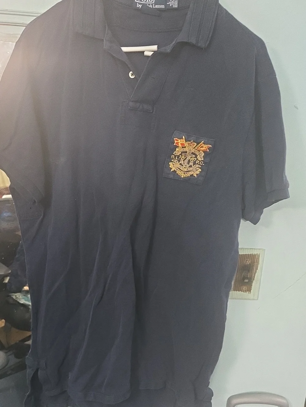 Ralph Lauren Dark Blue Polo with Embroidered Crest Pocket