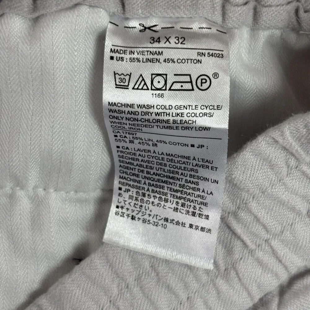 Banana Republic Mason Athletic Tapered Pants Men's 34x30 Gray Linen Chino