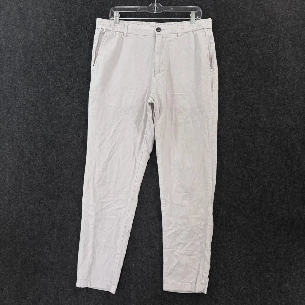 Banana Republic Mason Athletic Tapered Pants Men's 34x30 Gray Linen Chino