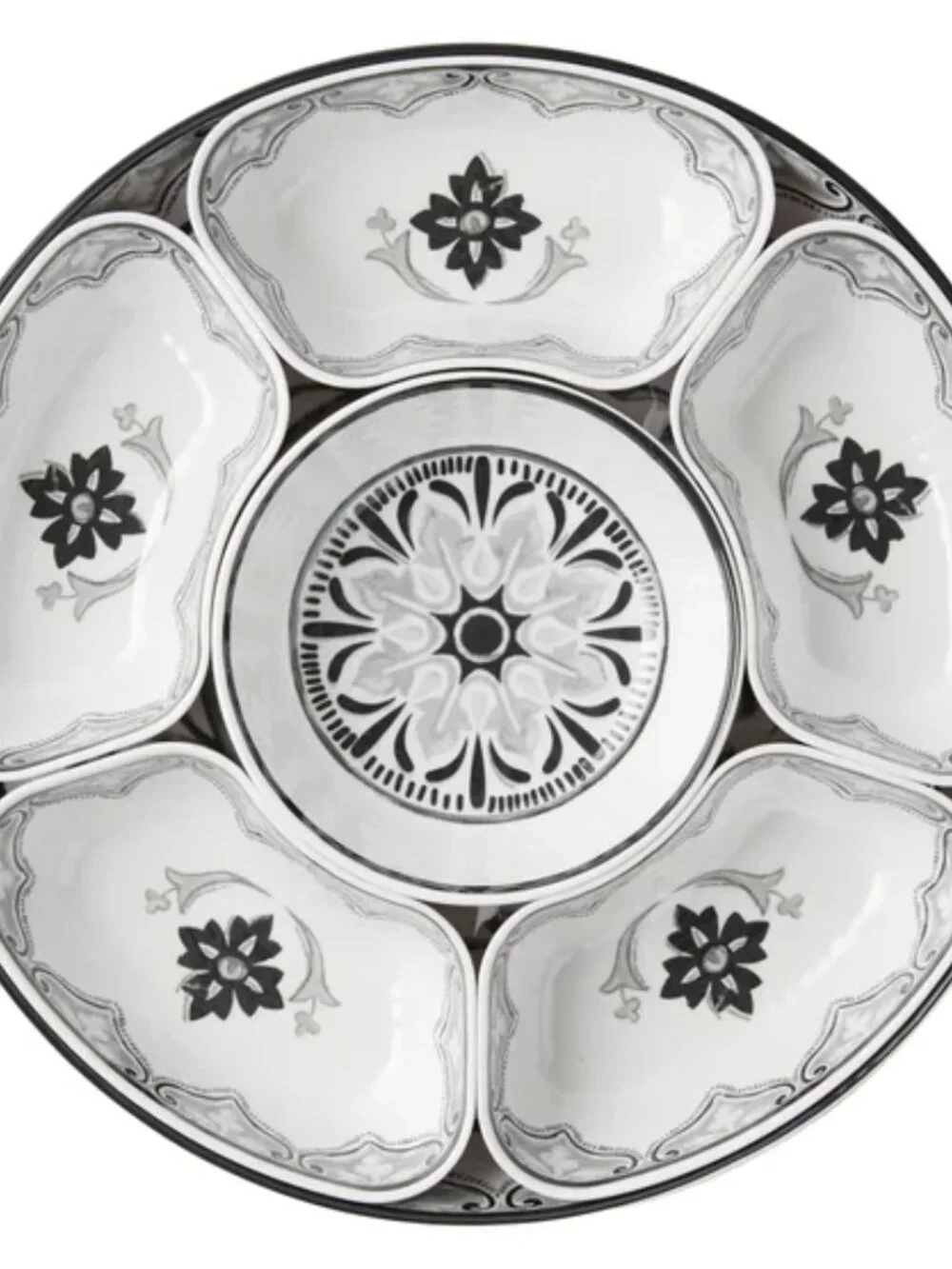 7-piece  Indoor and Outdoor Entertaining  Melamine Lazy Susan Set with Cover