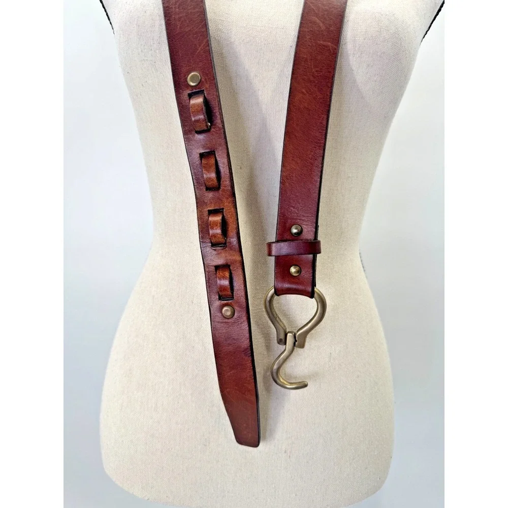 Vintage Orvis Chestnut Full Grain Leather Equestrian Hoof Pick Belt 40 Brass USA