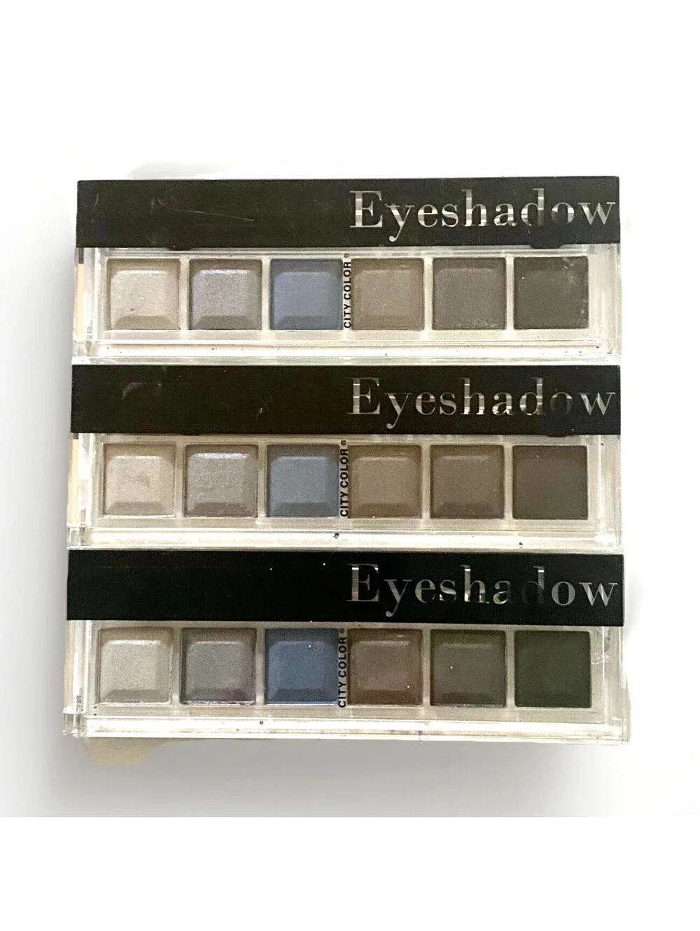 3-Pack New CITY COLOR Eye Shadow 6 Color Palette in Greys & Blues (Sealed)