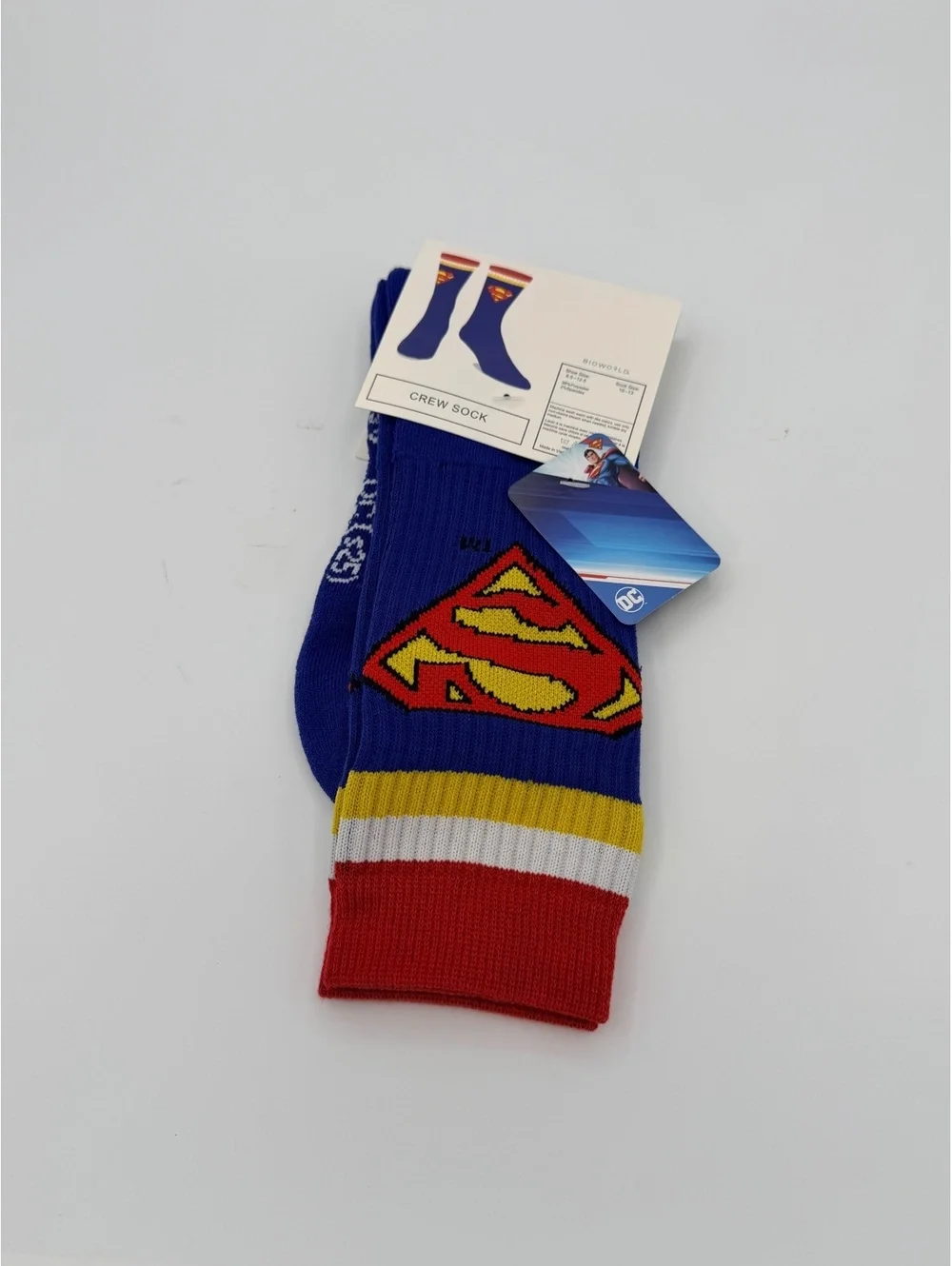 Bioworld Superman Crew Socks - Blue with Red and Yellow Accents