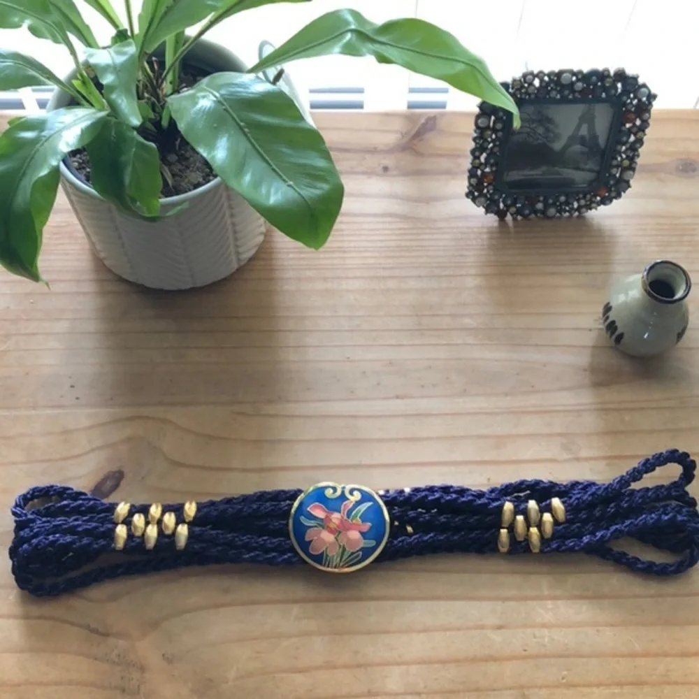 Vintage cloisonné rope belt