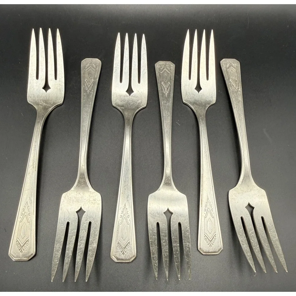 VTG Oneida WM. A. Rogers Croydon Mary Lee Silverplate Salad Fork 1932 Set Of 6