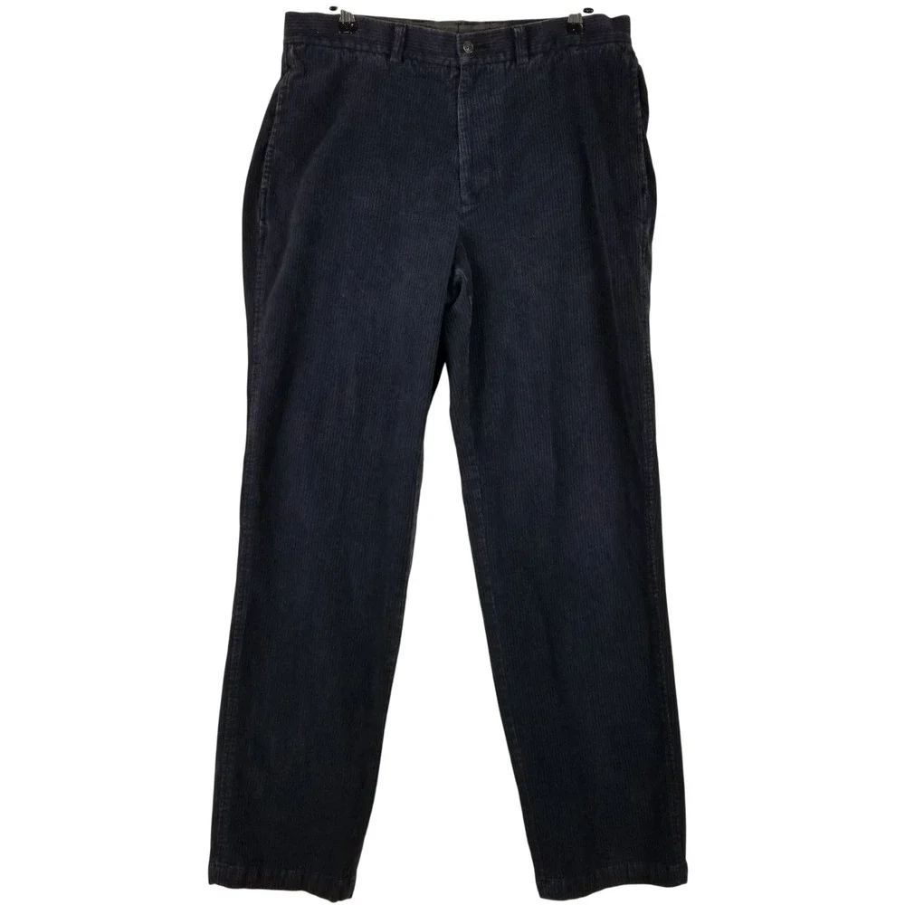 Tommy Bahama Mens 36 Silk Cotton Blend Corduroy Pants Charcoal Grey Flat Front‎