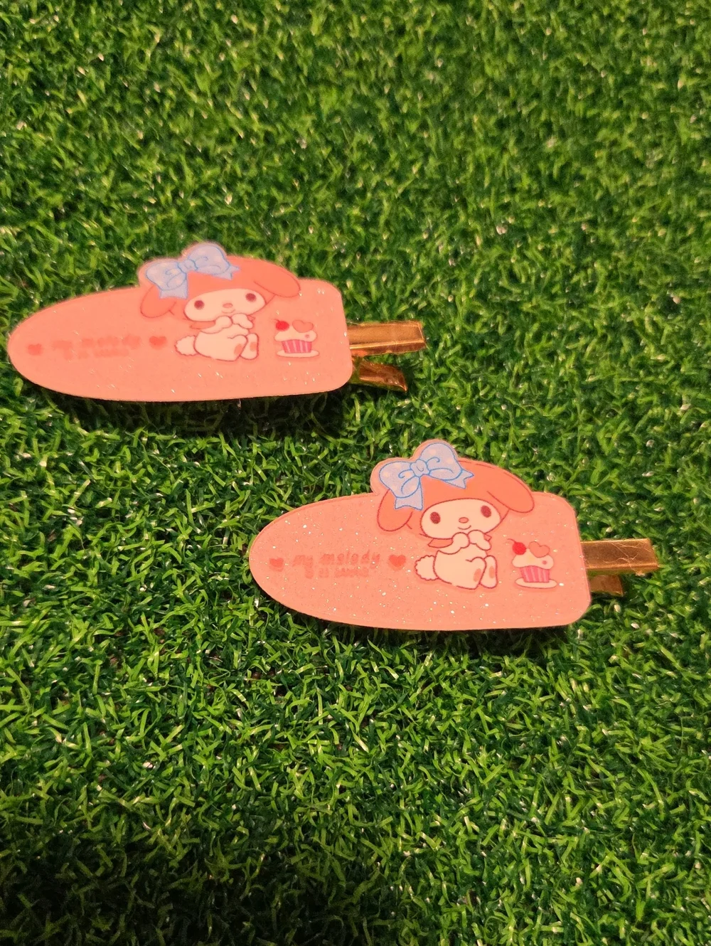 Pink My Melody Glitter Hair Clips