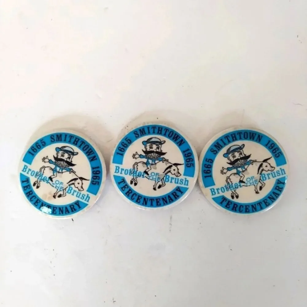 Lot of 3 Vintage Brothers Of The Brush Pinbacks from 1965 Smithtown Long Island