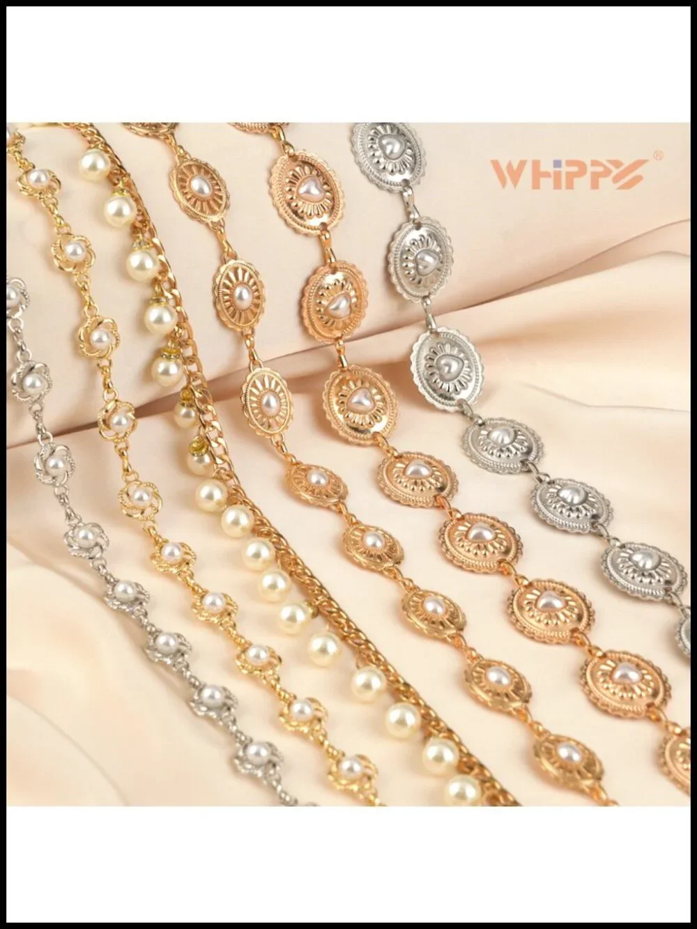 Pearl Waist Chain Belt Adjustable Gold Body Link for Dresses Jeans