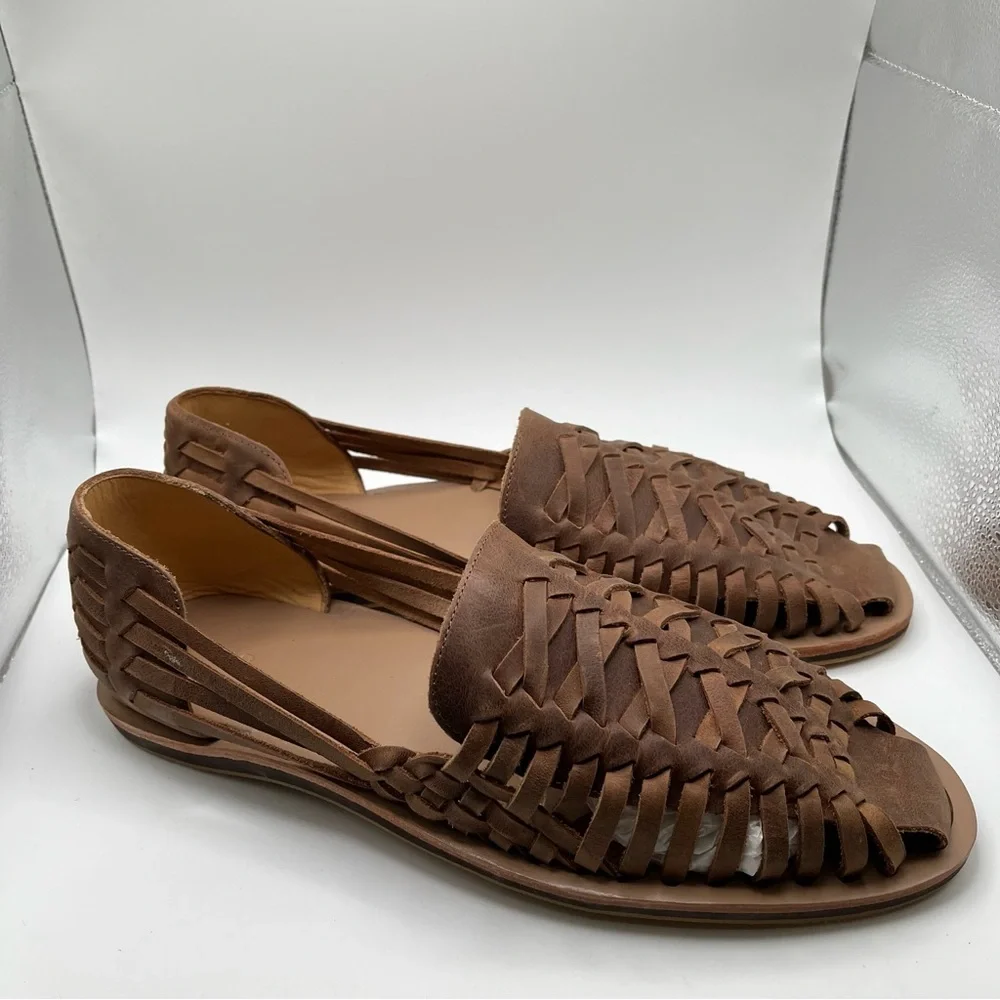 NIB Nisolo Brown Woven Leather Huarache Sandals