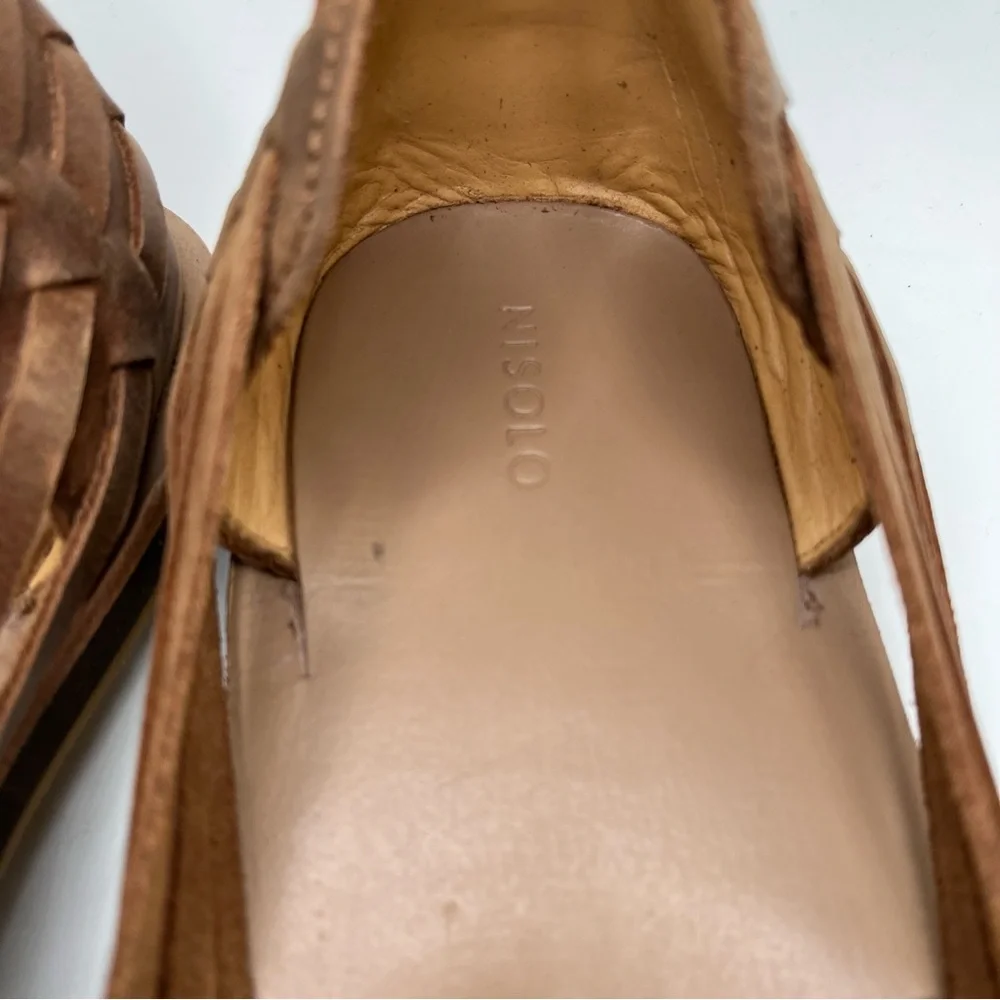 NIB Nisolo Brown Woven Leather Huarache Sandals